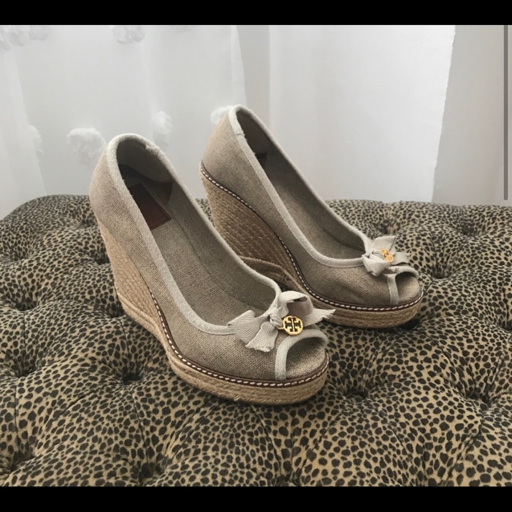 🚨 Tory Burch Jackie Peep Toe Espadrille Wedge 🚨